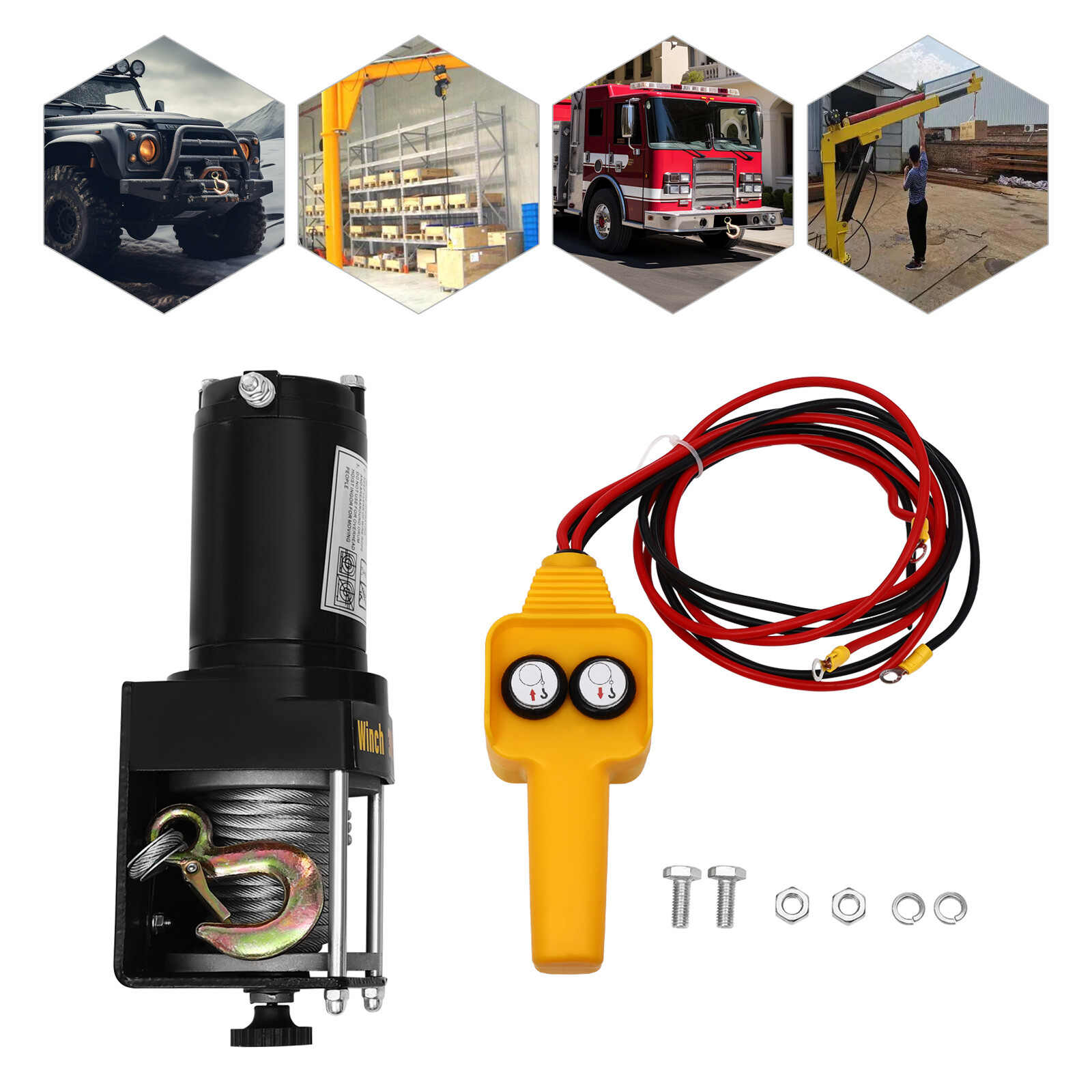 DC12V Electric Winch,3000 lbs Electric Winch Kit,Electric Winch w/ Wired Control