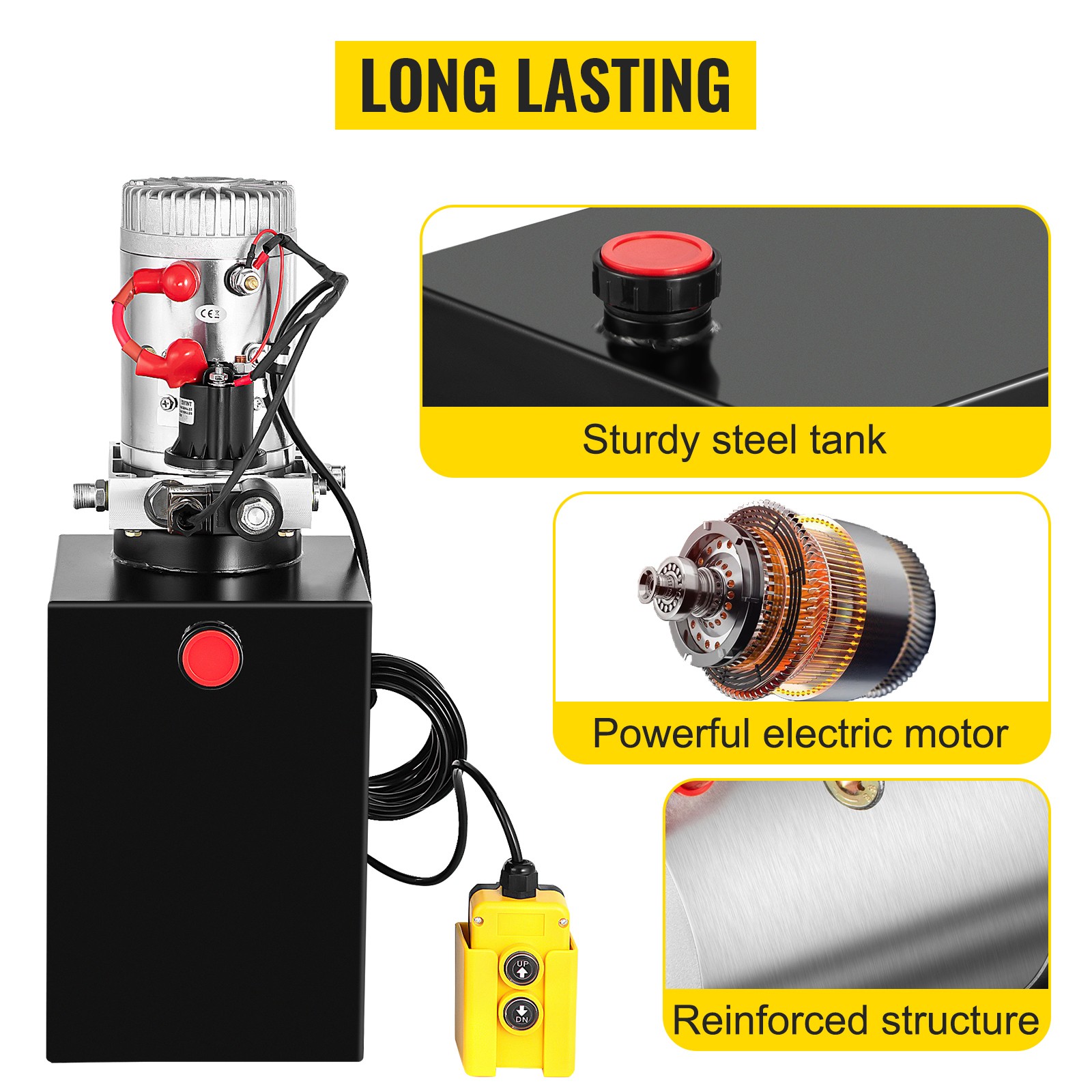 10L Vehicle-Mounted Hydraulic Pump 10-Quart Single-Acting Hydraulic Pump 12VDC