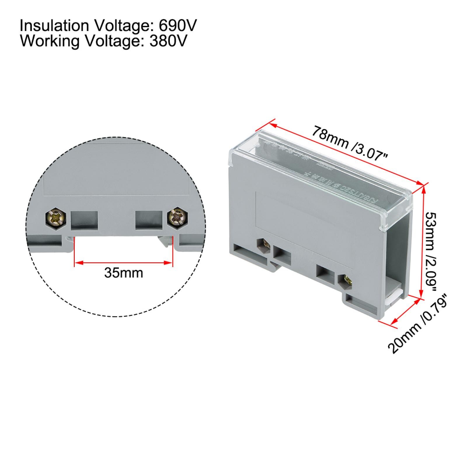 1 in 6 Out DIN Rail Terminal Blocks 690V Connectors Distribution Block