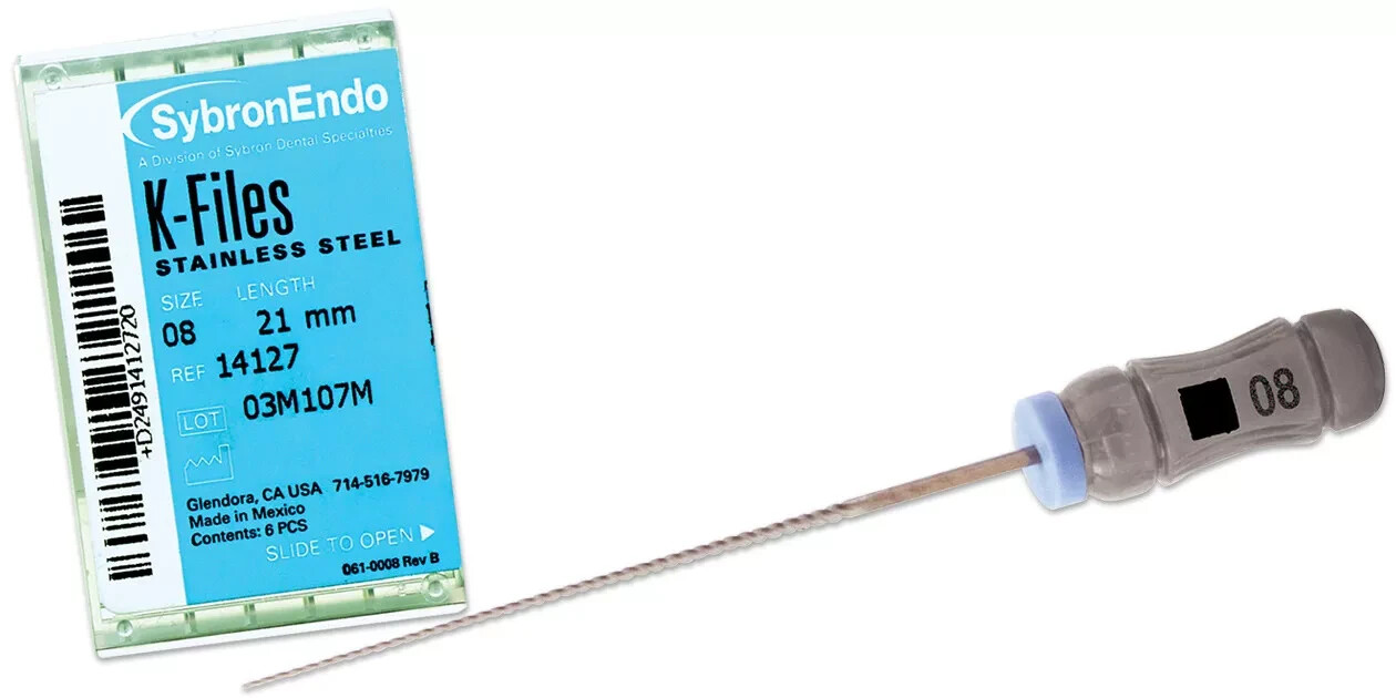Kerr Sybron Endo Dental 21mm Stainless Steel K-files 6-file per box (all sizes)