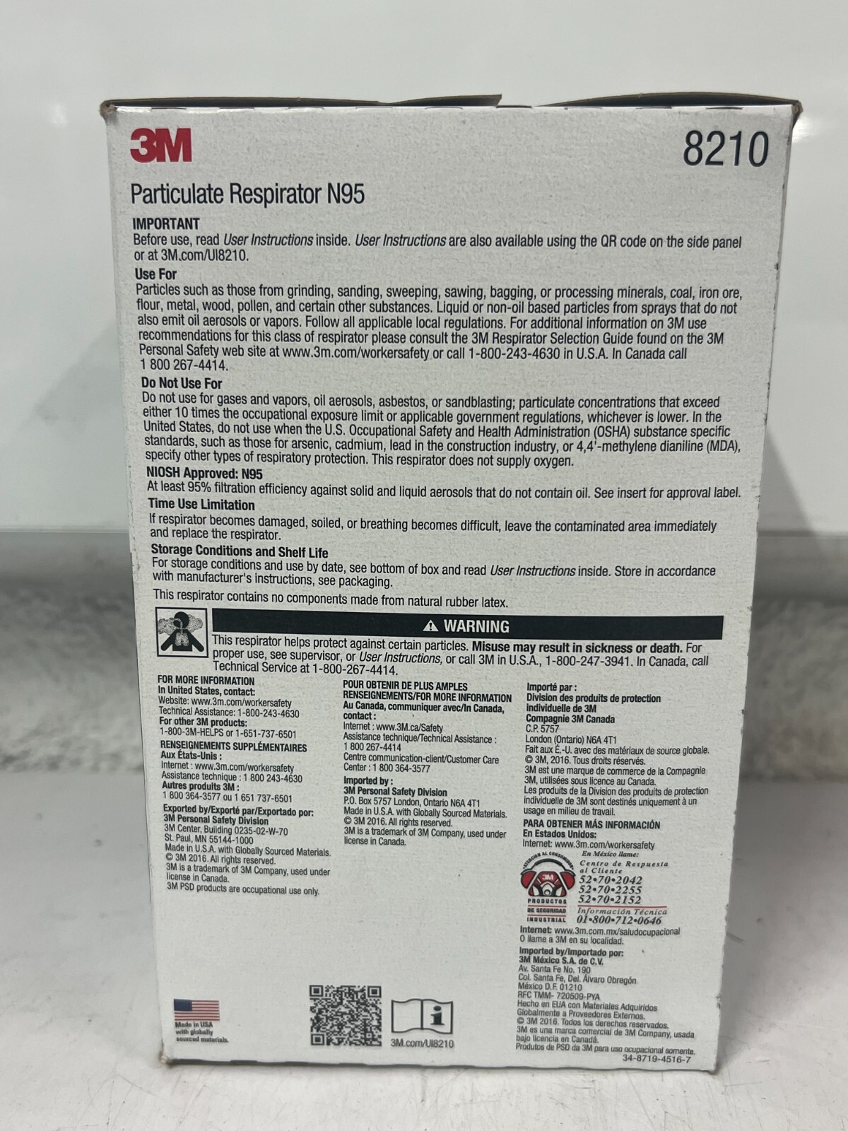 BOX OF 20 3M Particulate Respirators N95 #8210
