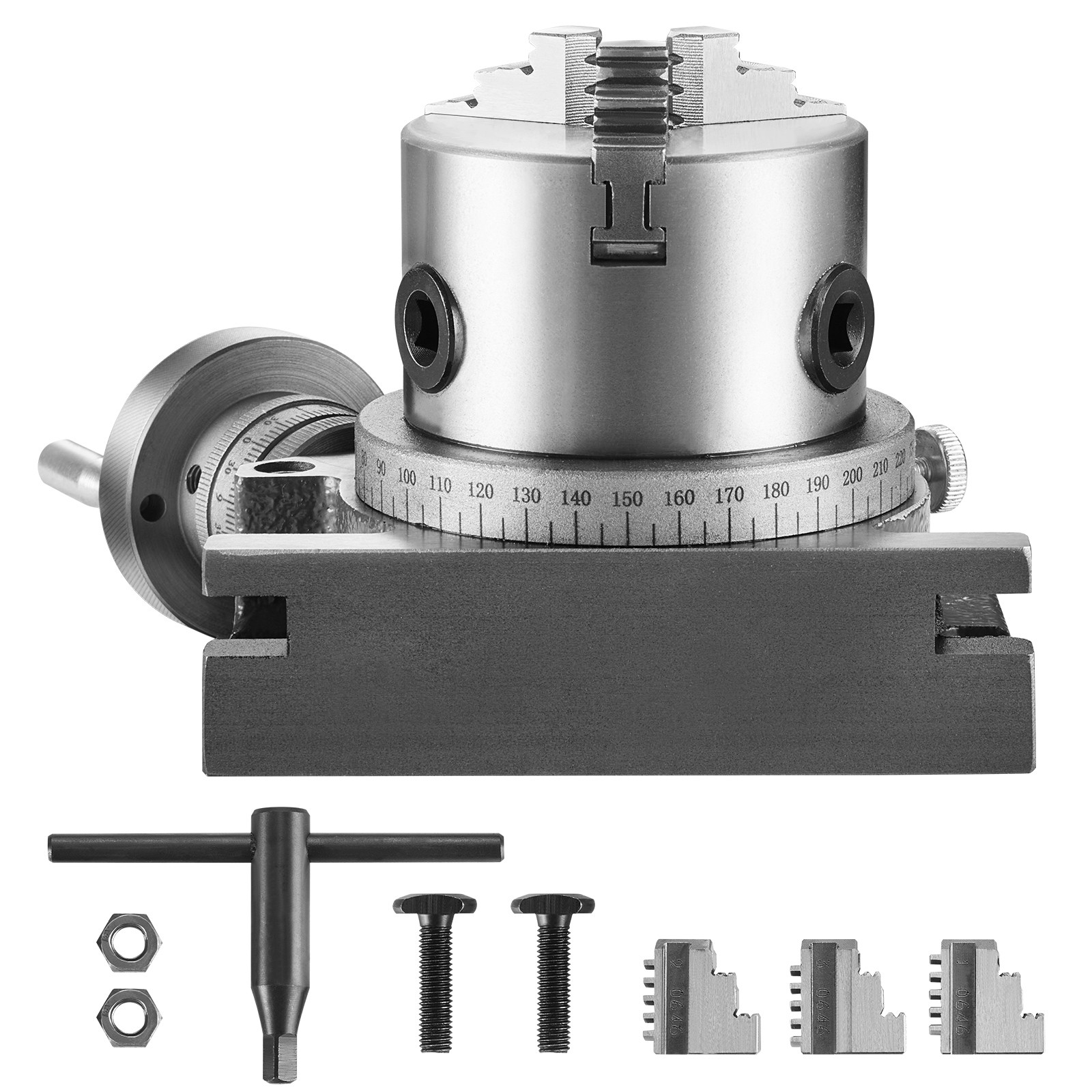 VEVOR Rotary Table for Milling Machines 4» Horizontal Vertical with 3-Jaw Chuck