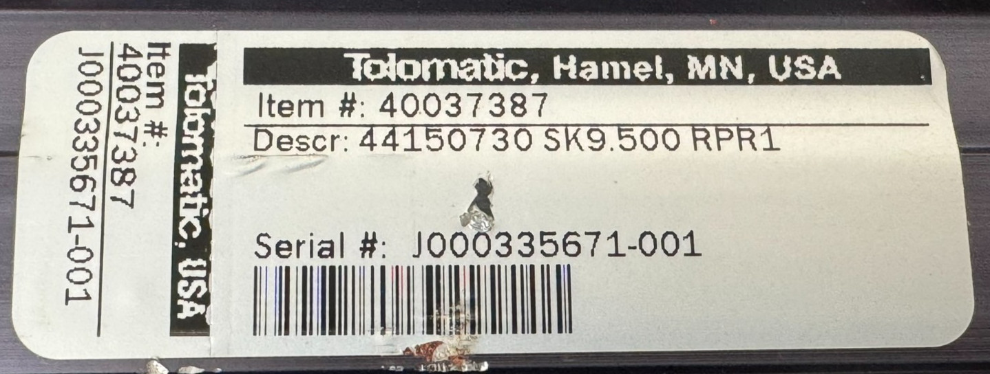 NEW TOL-O-MATIC 40037387 LINEAR ACTUATOR 44150730 SK9.500 RPR1