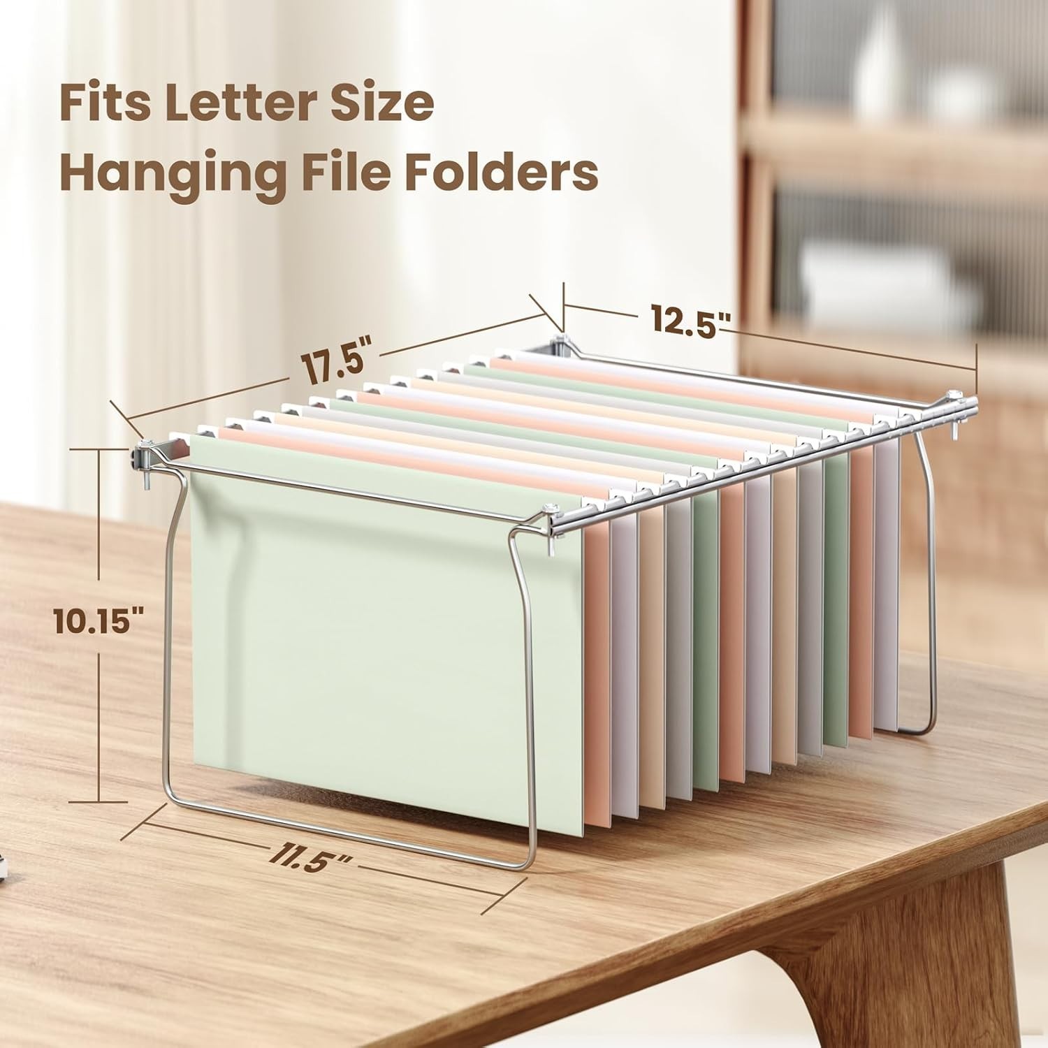 SUNEE Hanging File Folder Frame, Letter Size Files Holder Bars 17.5 Inches, Set