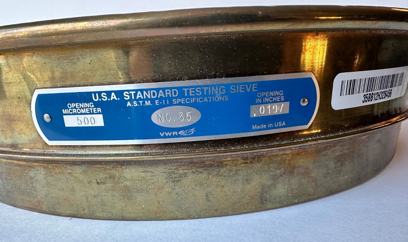 US Standard Sieve Series Sieve No 35 .01975″ 500μm 12×2″