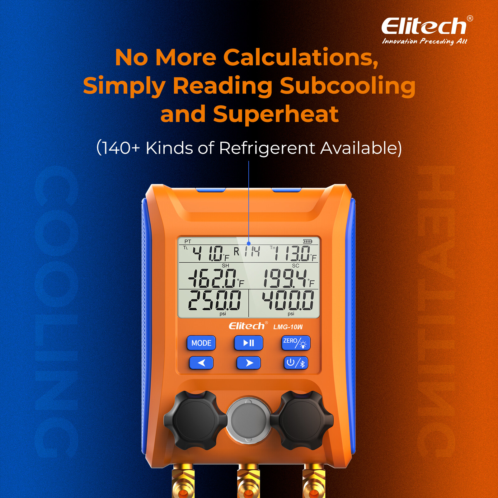 Refurbished Elitech HVAC Manifold Gauge APP Control LMG-10W w/Hoses