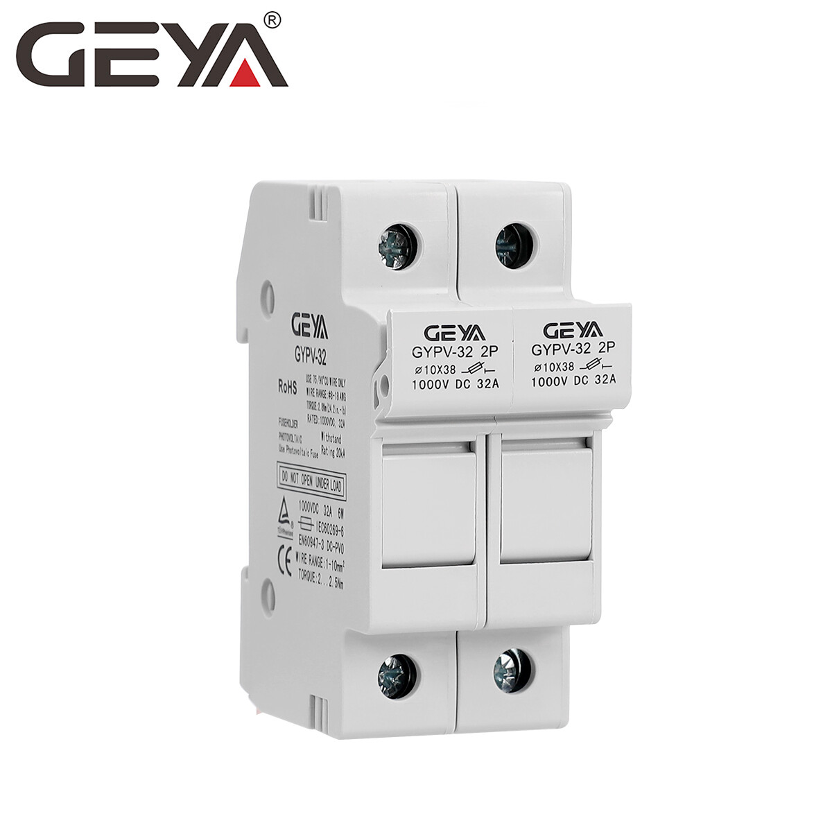 GEYA Solar PV 1/2Pole Fuse & Holder DC Protection 2-30Amp 10*38mm 20kA 1000VDC