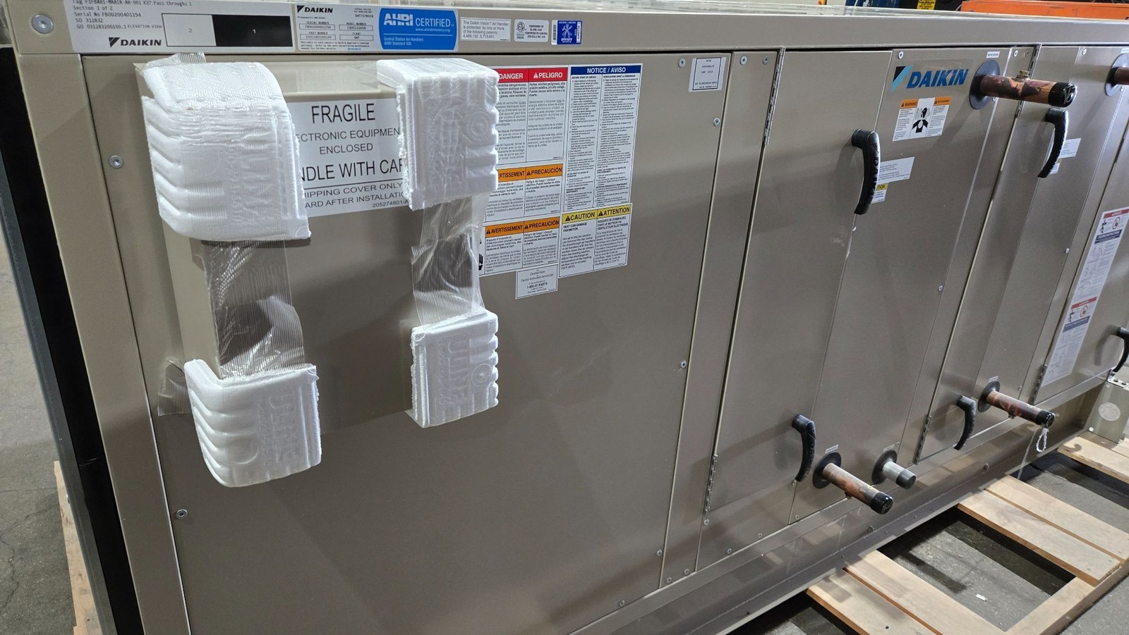DAIKIN CAH012GDGM Air Handling Unit 10HP 460V 3PH ~4,000-6,000 CFM USED