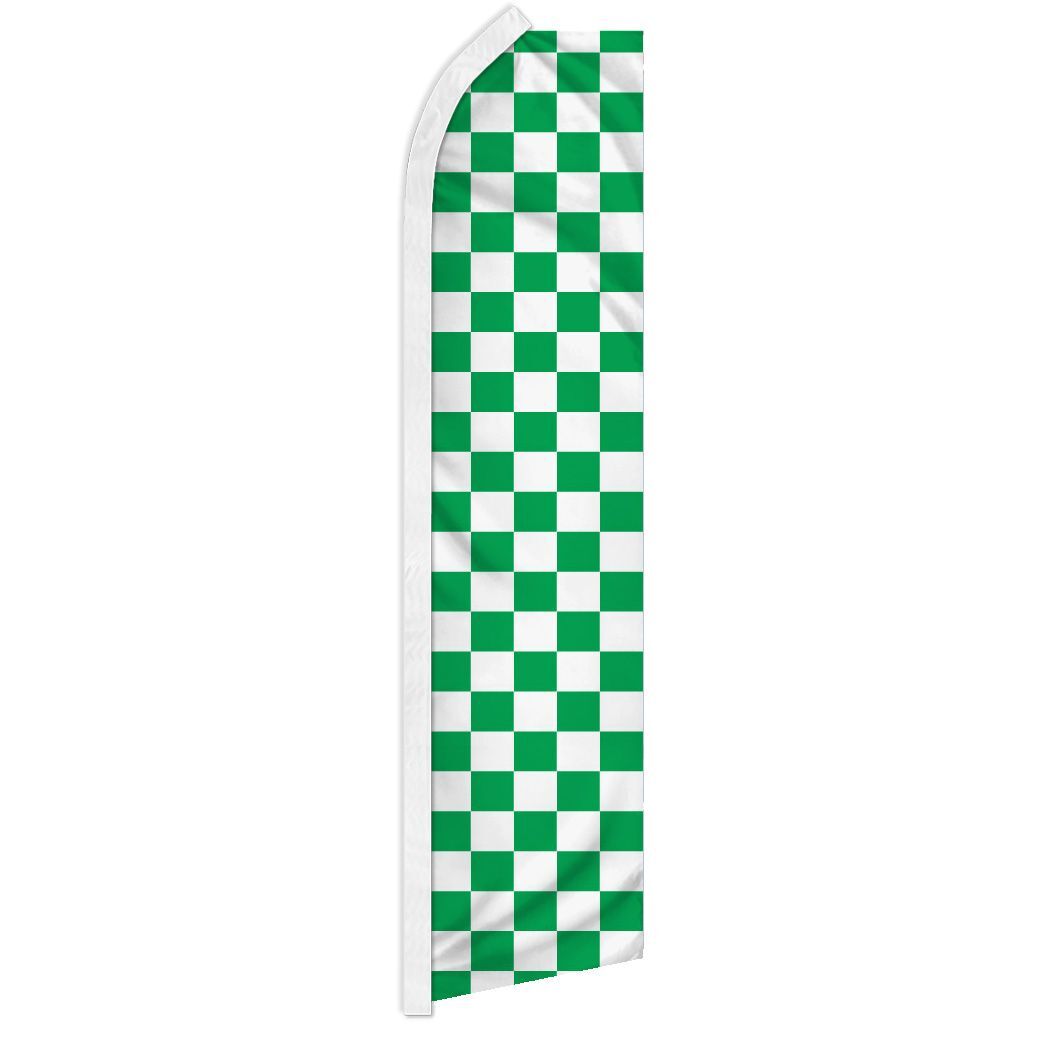 10 x «GREEN & WHITE CHECKER» advertising super flag swooper banner business sign