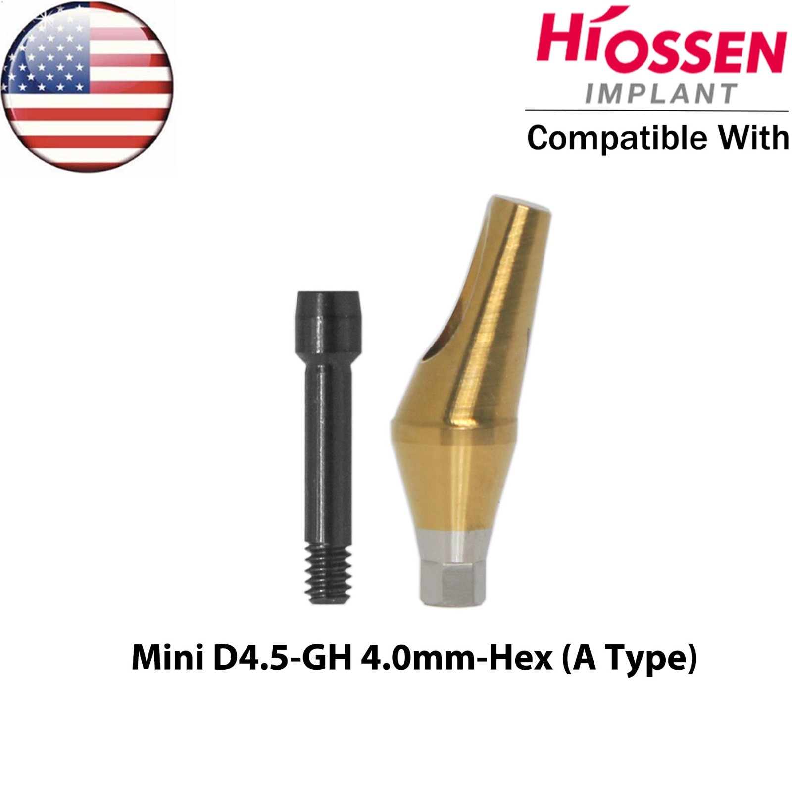 US Dental 17° Angled Anatomic Abutment Mini Regular Ø4.5/5.0mm Fit Hiossen Oss