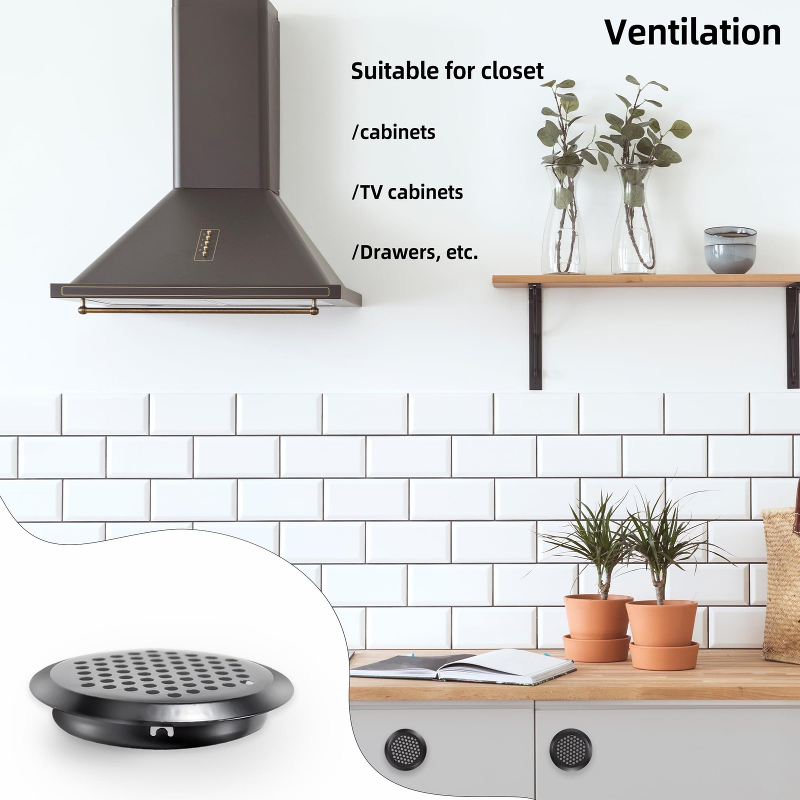 50 Pcs 2 Inch Round Air Vents Soffit Vents Circular Mesh Hole Louver for Kitchen