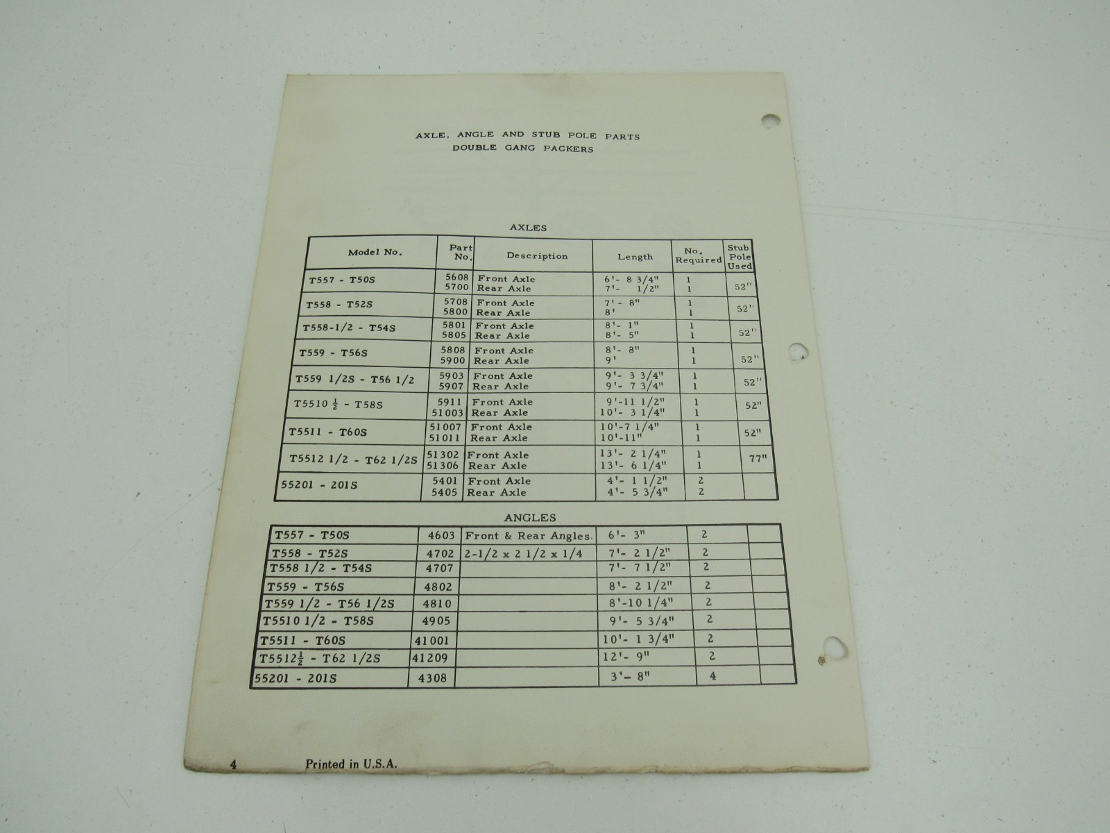 Dunham Double Gang Cultipackers Set Up Instructions and Parts List Manual