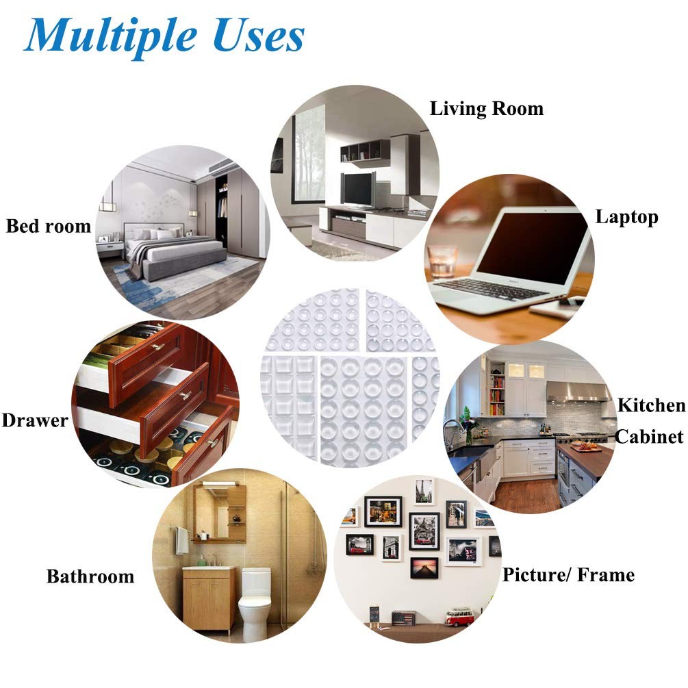 Cabinet Door Bumpers Clear Self Adhesive Noise 272PCS – 5 sizes pack,