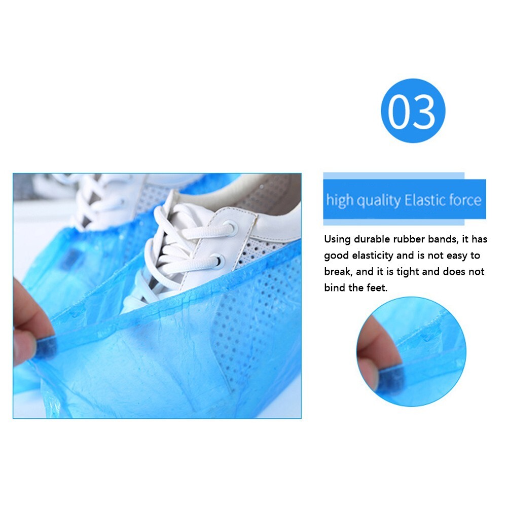 Disposable PE Plastic Shoe Covers 100pcs Dust Proof Waterproof for Home/Hotel