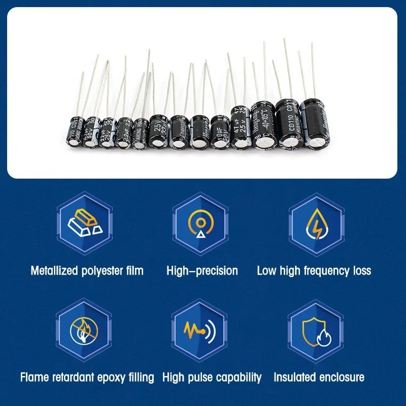 120pcs Electrolytic Capacitor Kit 1uF-470uF 16V/25V/50V Assorted DIP Components