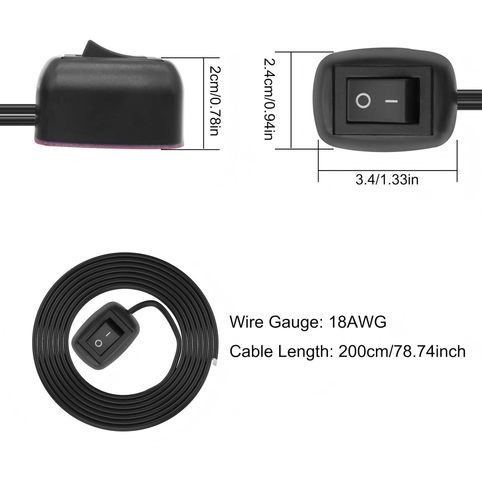 Paste Type Switch Car Push Button Switch ON/Off Rocker Switch Automotive DC 1…