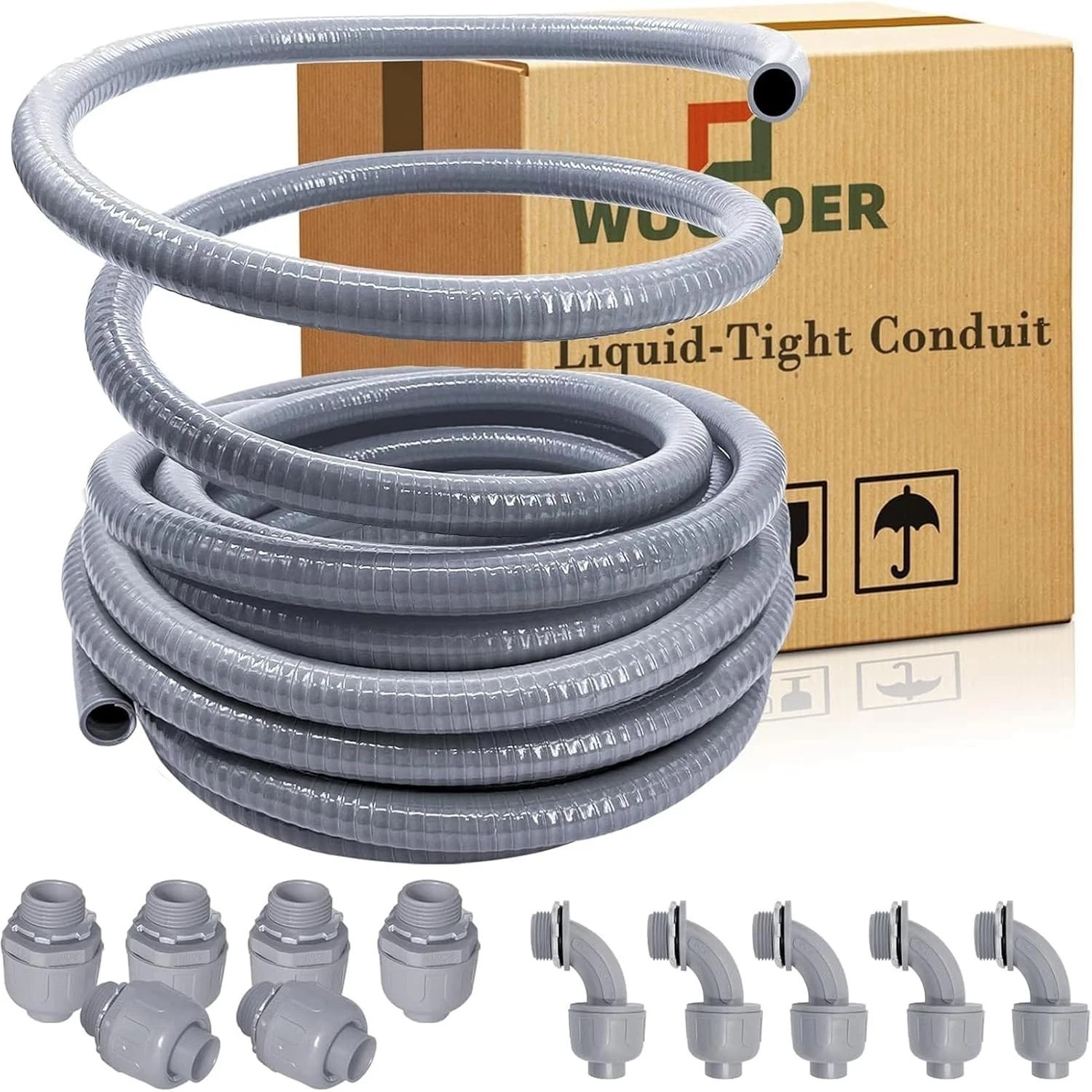 Durable 1/2-Inch Liquid-Tight Conduit Kit 100ft – Outdoor & Direct Burial Ready