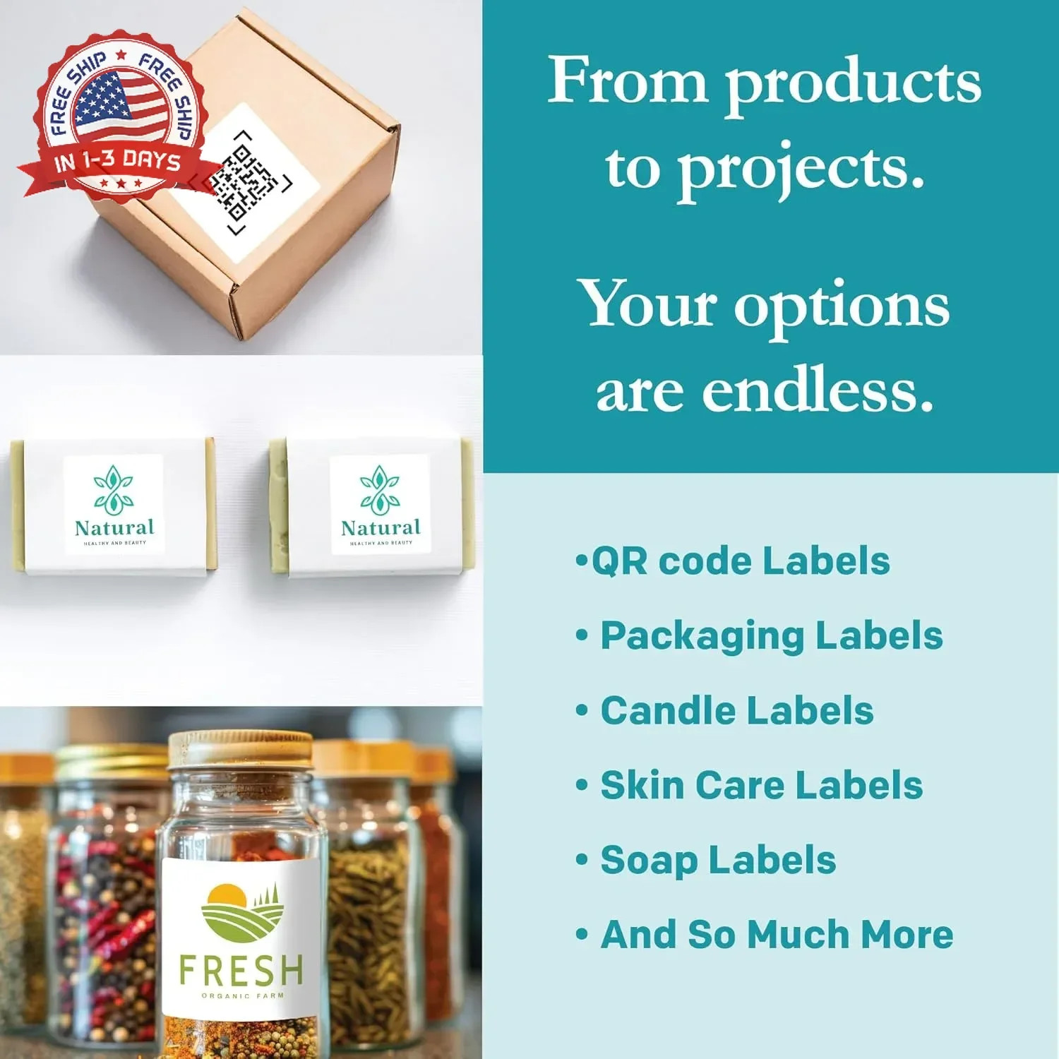 Premium Label Supply White Sticker Square Labels with Bleed – 2″ x 2″ – Laser/In