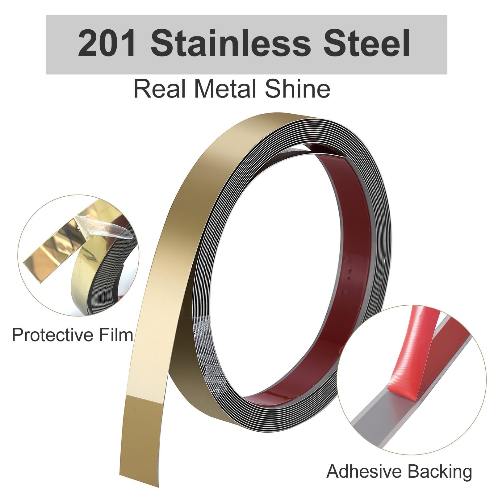 Shiny Metallic Gold Molding Trim (16.4ft x 0.4inch) Peel and Stick Trim with …