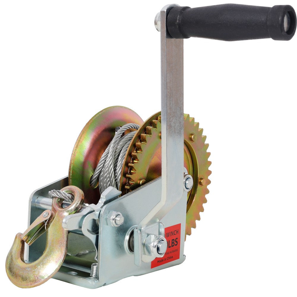 1200LBS Hand Winch with 19.6FT Blue Strap, 4.1:1 Gear Ratio, Two-Way Ratchet,…