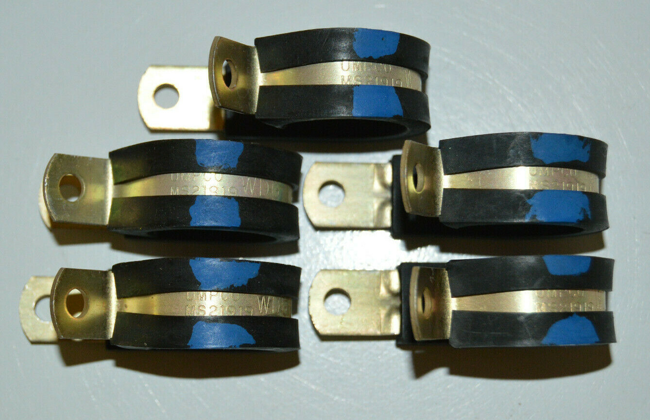 5-PK UMPCO MS21919 WDG14 7/8″ Military Standard Single Loop Cushion Clamps, NEW