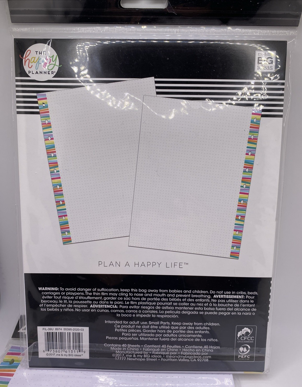 Happy Planner Classic Filler Paper Dotted Lined 40 Sheets Lot of 2