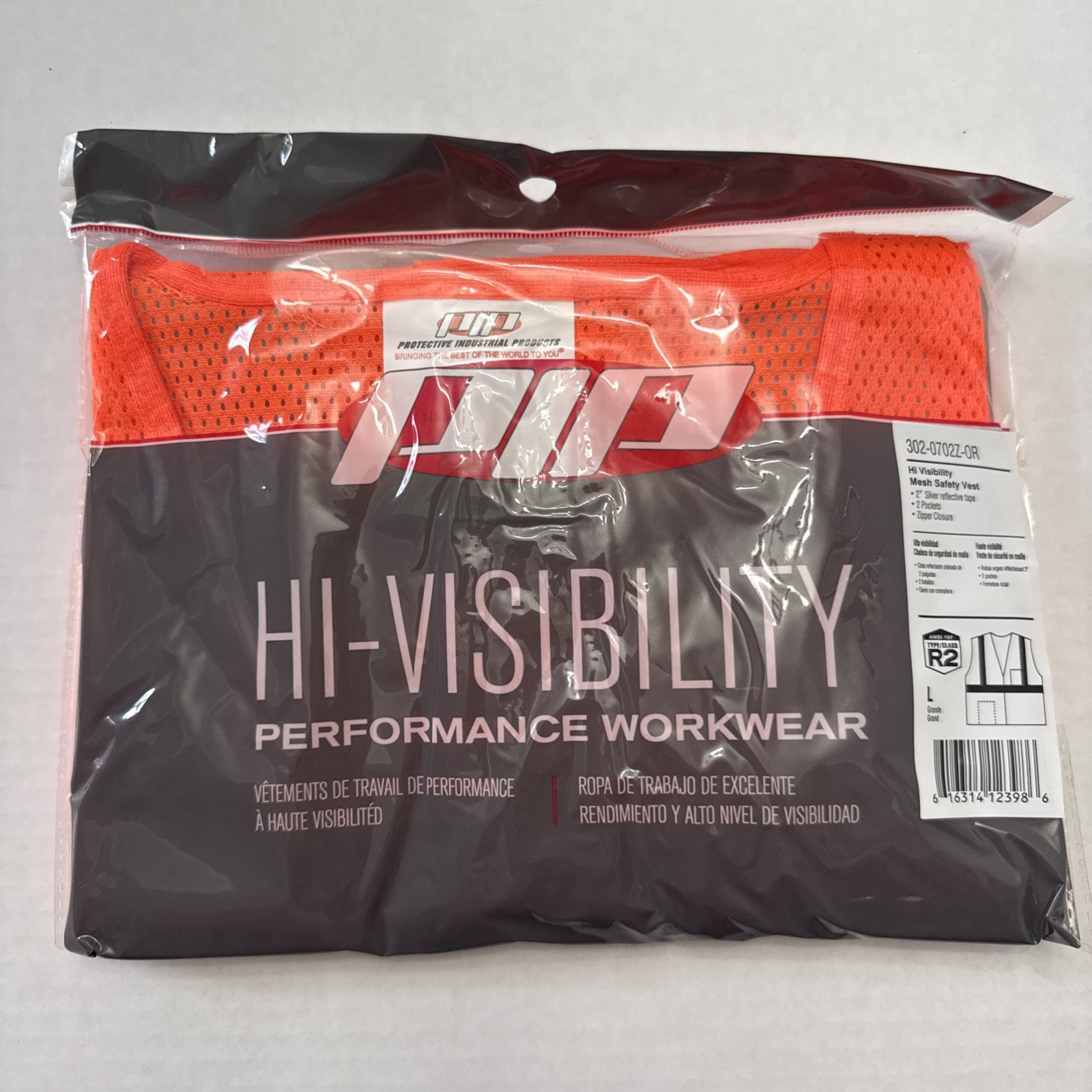 PROTECTIVE INDUSTRIAL PRODUCTS HI-VISIBILITY VEST SIZE LARGE