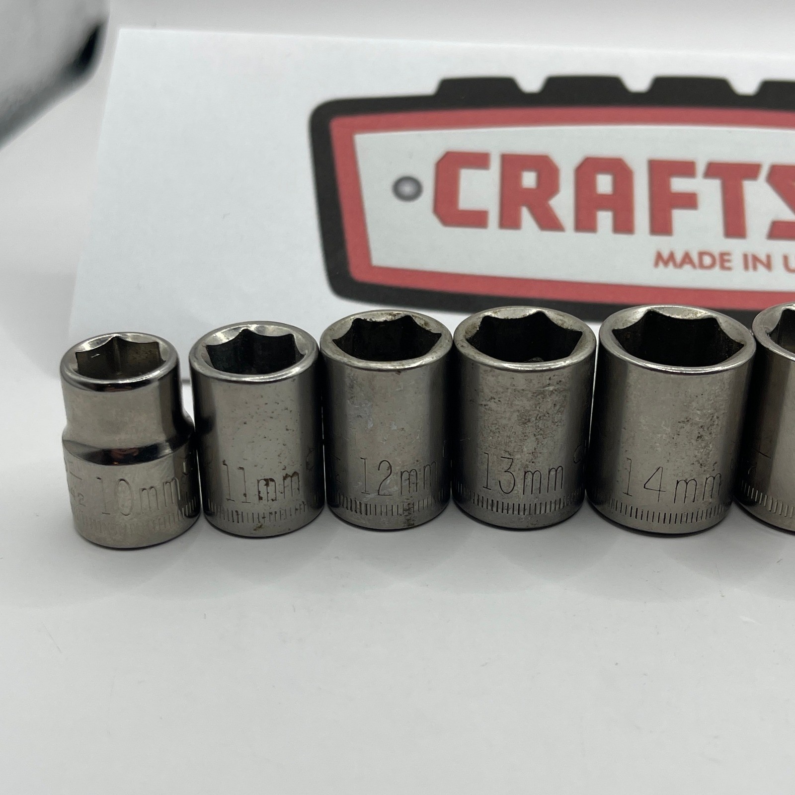 Craftsman 10pc Metric 6 Point Socket Set 10mm-19mm 3/8 Drive Made in USA Vintage
