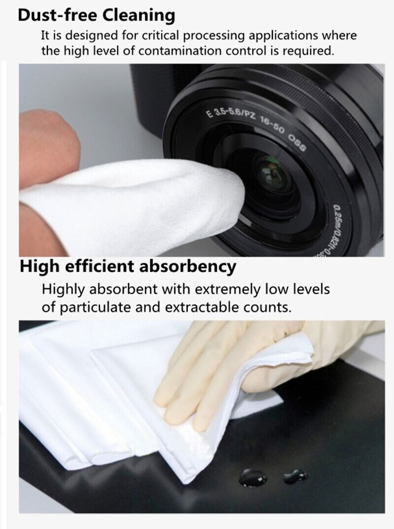9″X9″ 100% Polyester High Density Cleanroom Wiper Dust & Lint Free 100 pcs/Bag