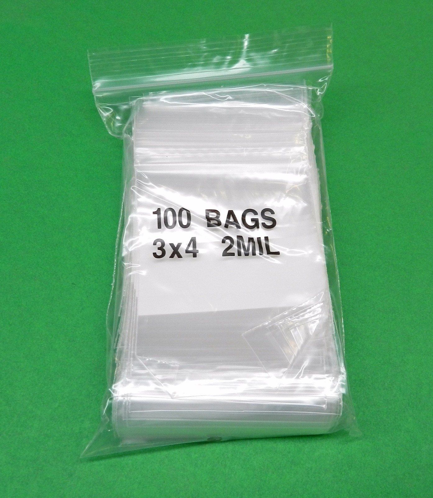 100 3×4 White Block Bags 2mil Reclosable Poly Writeable 3″ x 4″ Squeeze Top Lock