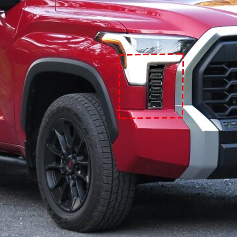 2PCS Black ABS Headlight Intake Grille Frame Cover Trim Toyota Tundra 2022-2025