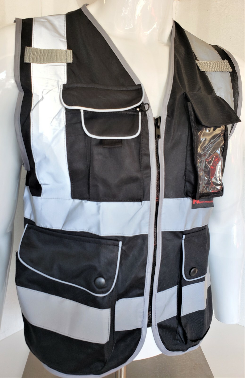 Hi Visibility Reflective Black Safety Vest (Small to 2XL)