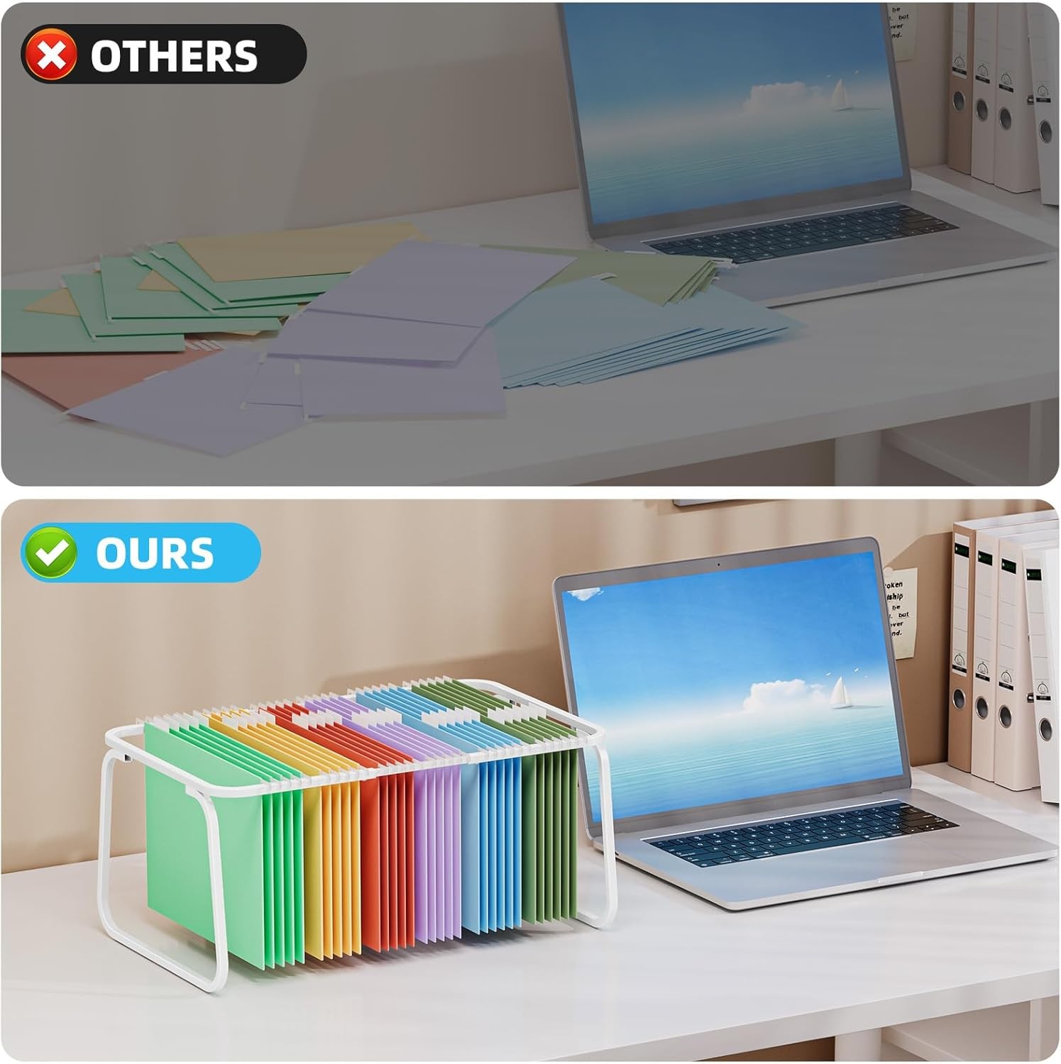 Hanging File Folder Frame, Adjustable Letter Size File Holder 16-25 Inches,