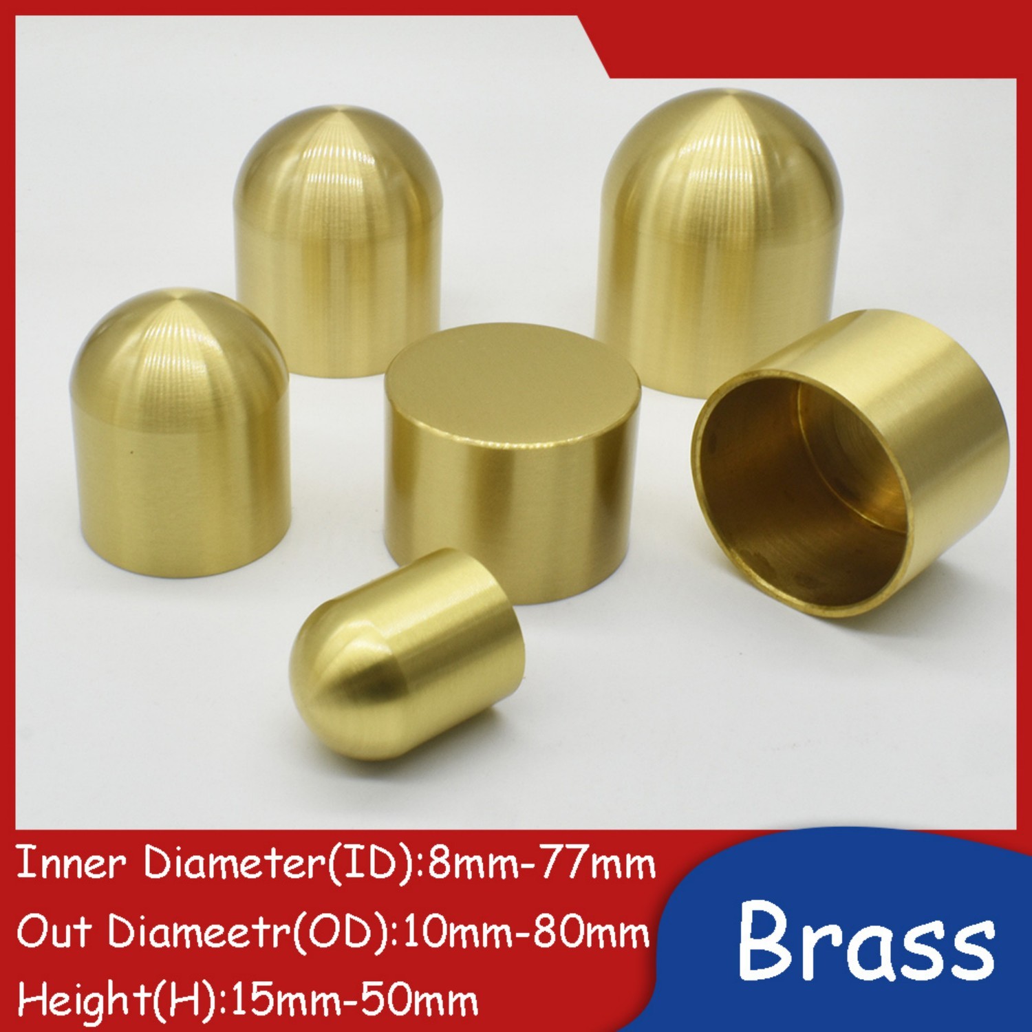 Brass End Caps Mainly used for DIY furniture projects Flat / Round-bottomed
