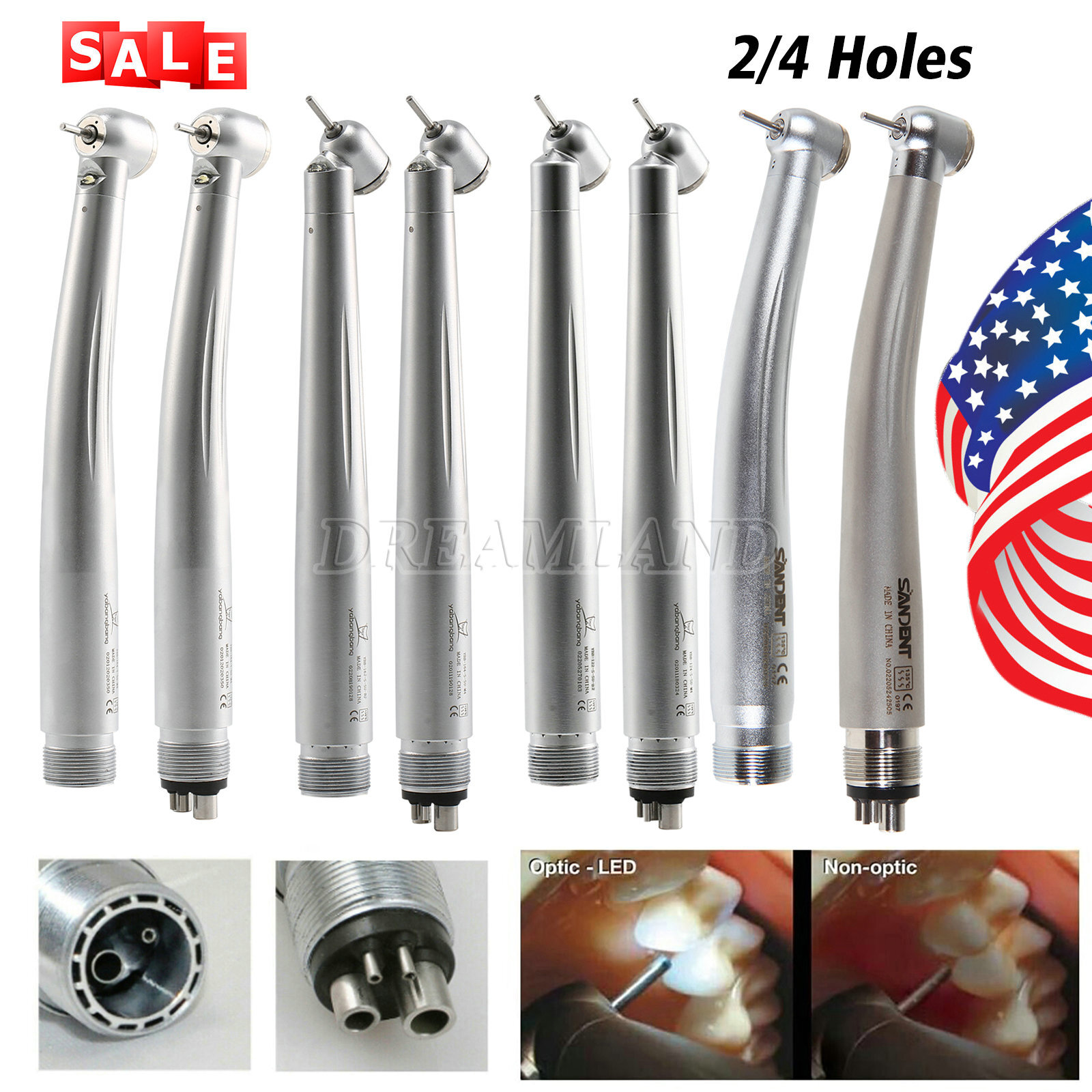 USPS Pieza de mano de alta velocidad de vías LED/NO-LED estilo NSK PANA 2/4Hole