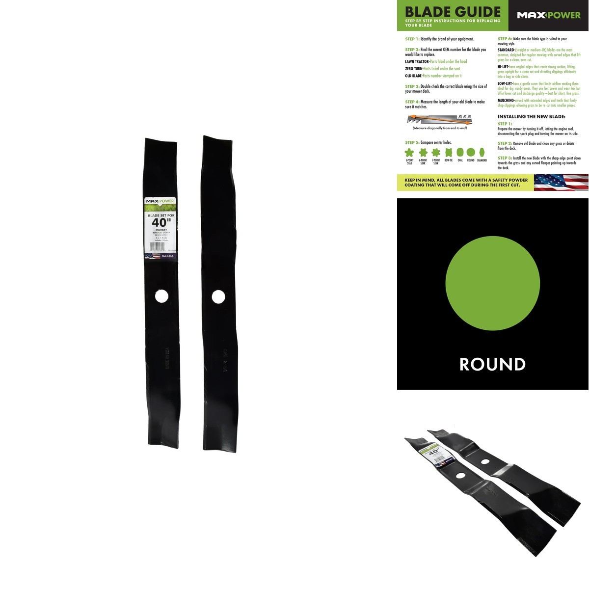 MaxPower 561299B USA MADE 2 Blade Set 3-N-1 Blades