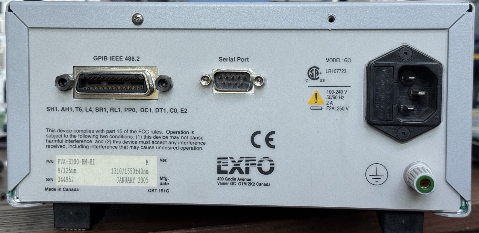 Exfo FVA-3100 9/125um 2005 w/monitor FC or SC Connectors. 5dB IL