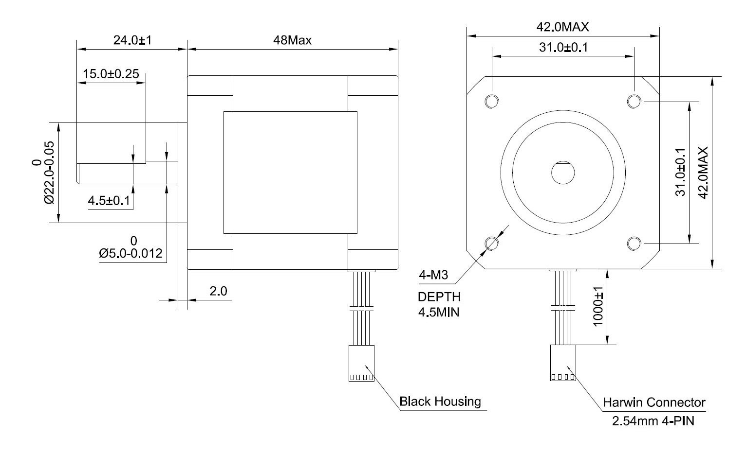 STEPPERONLINE Nema 17 Stepper Motor Bipolar 2A 59Ncm(84oz.in) 1.65″x1.65″