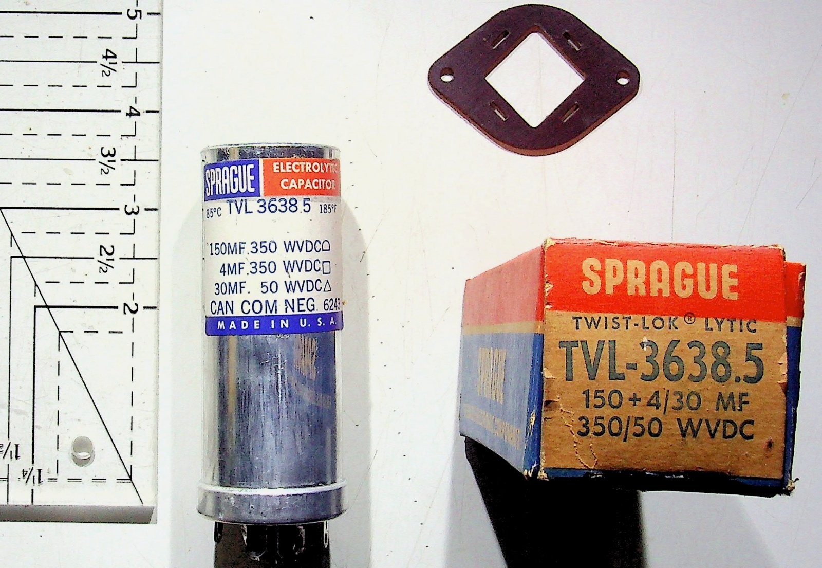 Sprague Electrolytic Capacitor TVL 3638.5 150MF 350V 4MF 50V 30MF NOS