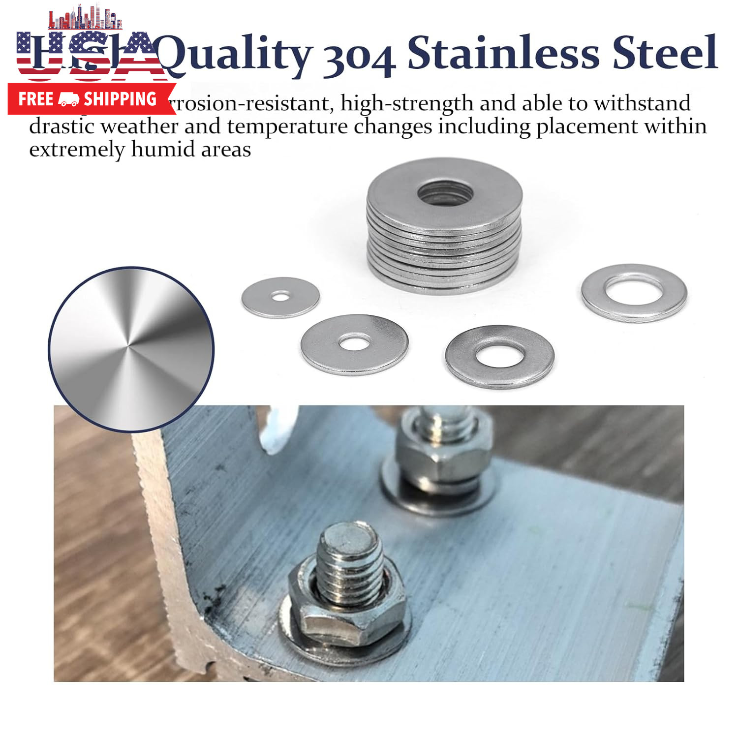 290Pcs Flat Washers, 304 Stainless Steel Fender Washers Assortment, 15 Different