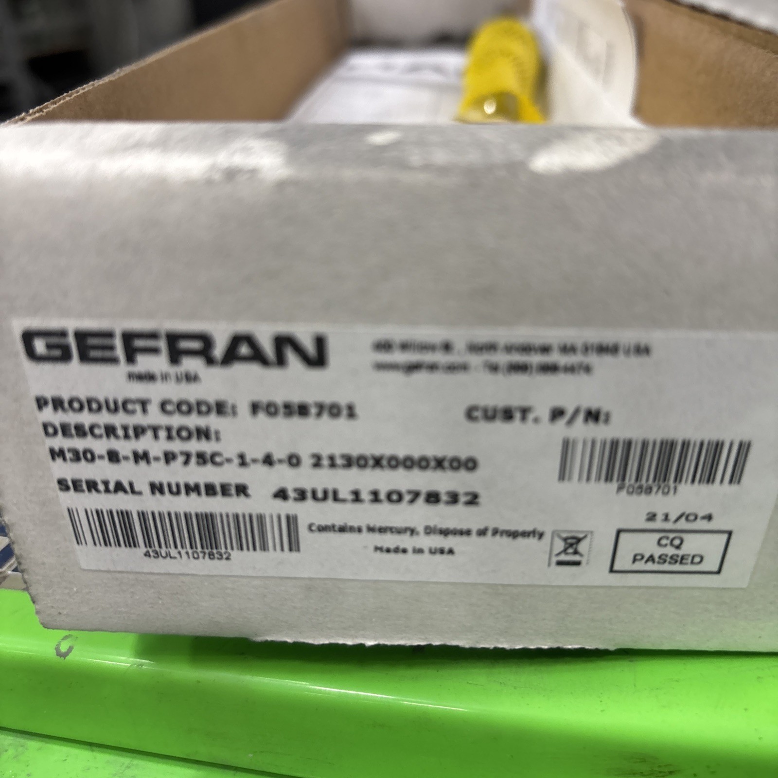 GEFRAN PRESSURE TRANSDUCER M30-8-M-p75c-1-4-0