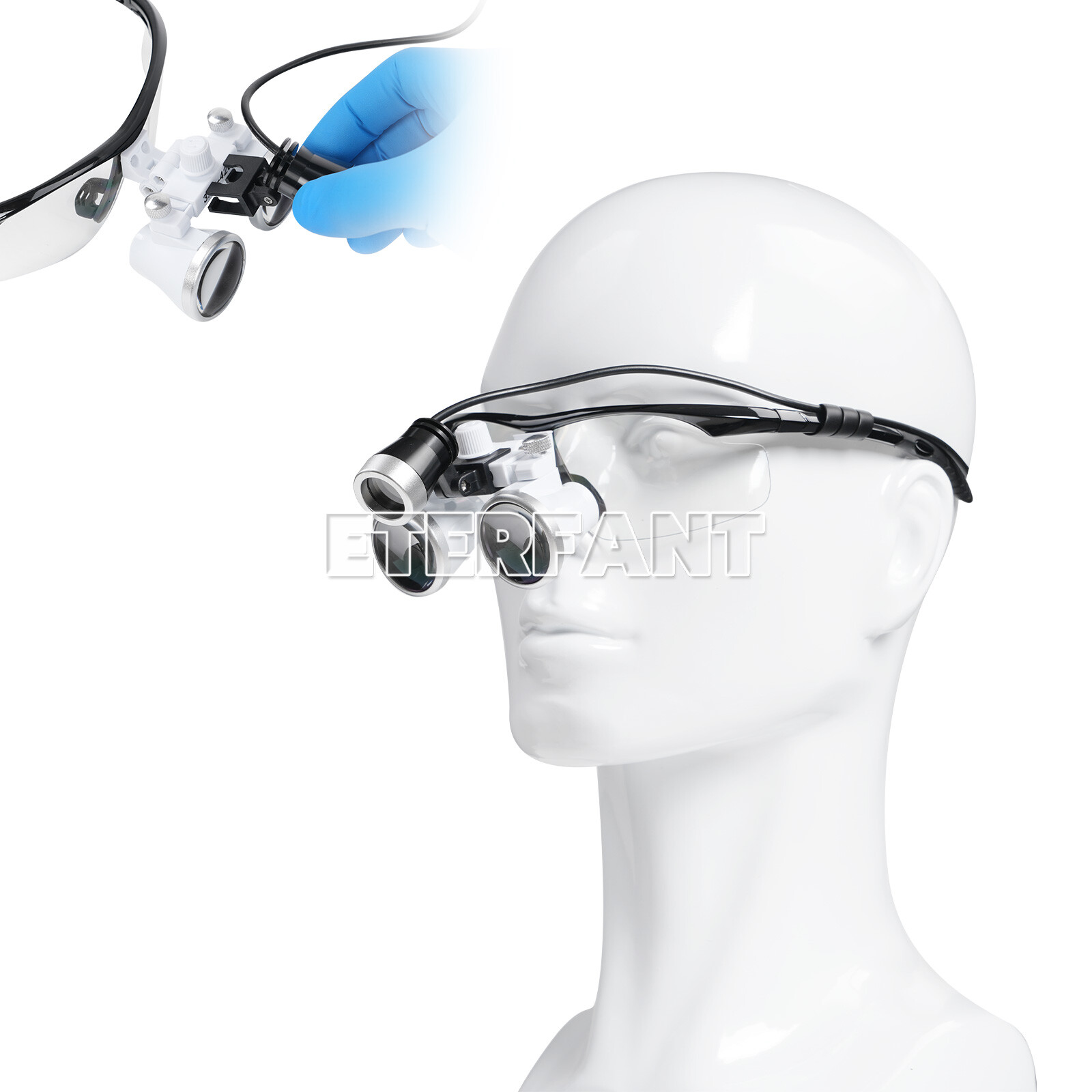ETERFANT Dental 3.5x Magnifier Binocular Loupes+3W LED Head Light Lamp Medical