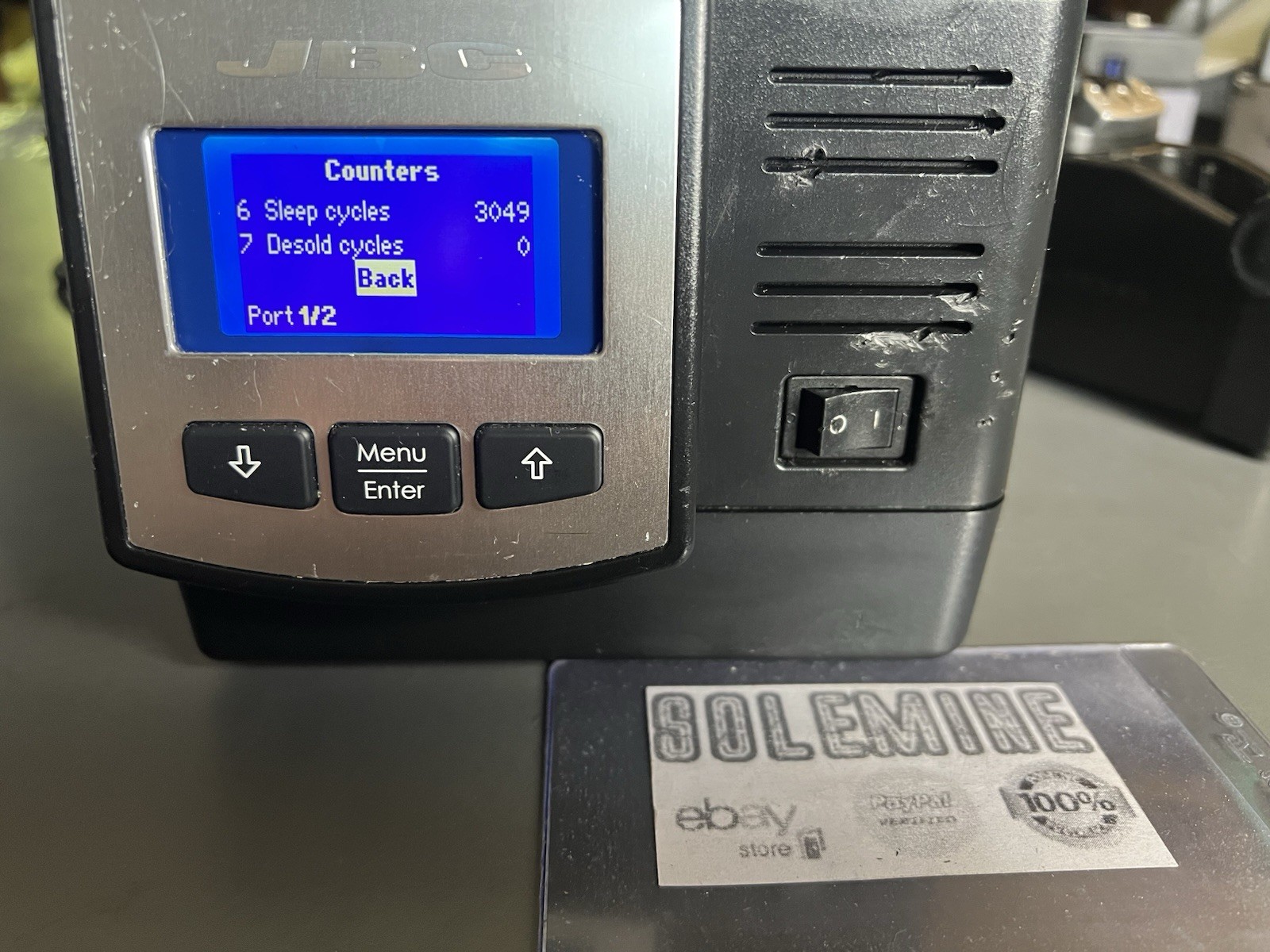 JBC DD-1B Dual-Port Soldering Station w/ T245 Handle & AD-SE Stand – Low Hours
