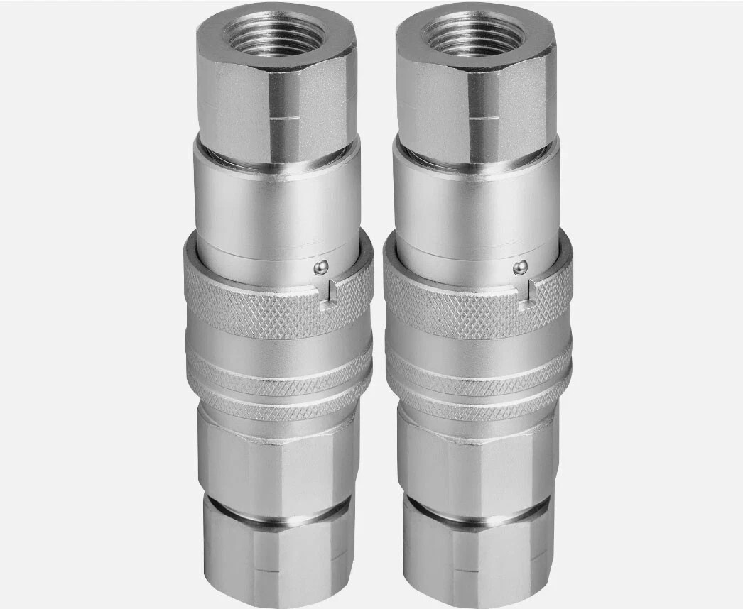 2 Sets Hydraulic Quick Connect Couplers 1/2″ NPT Flat Face For Skid Steer Bobcat