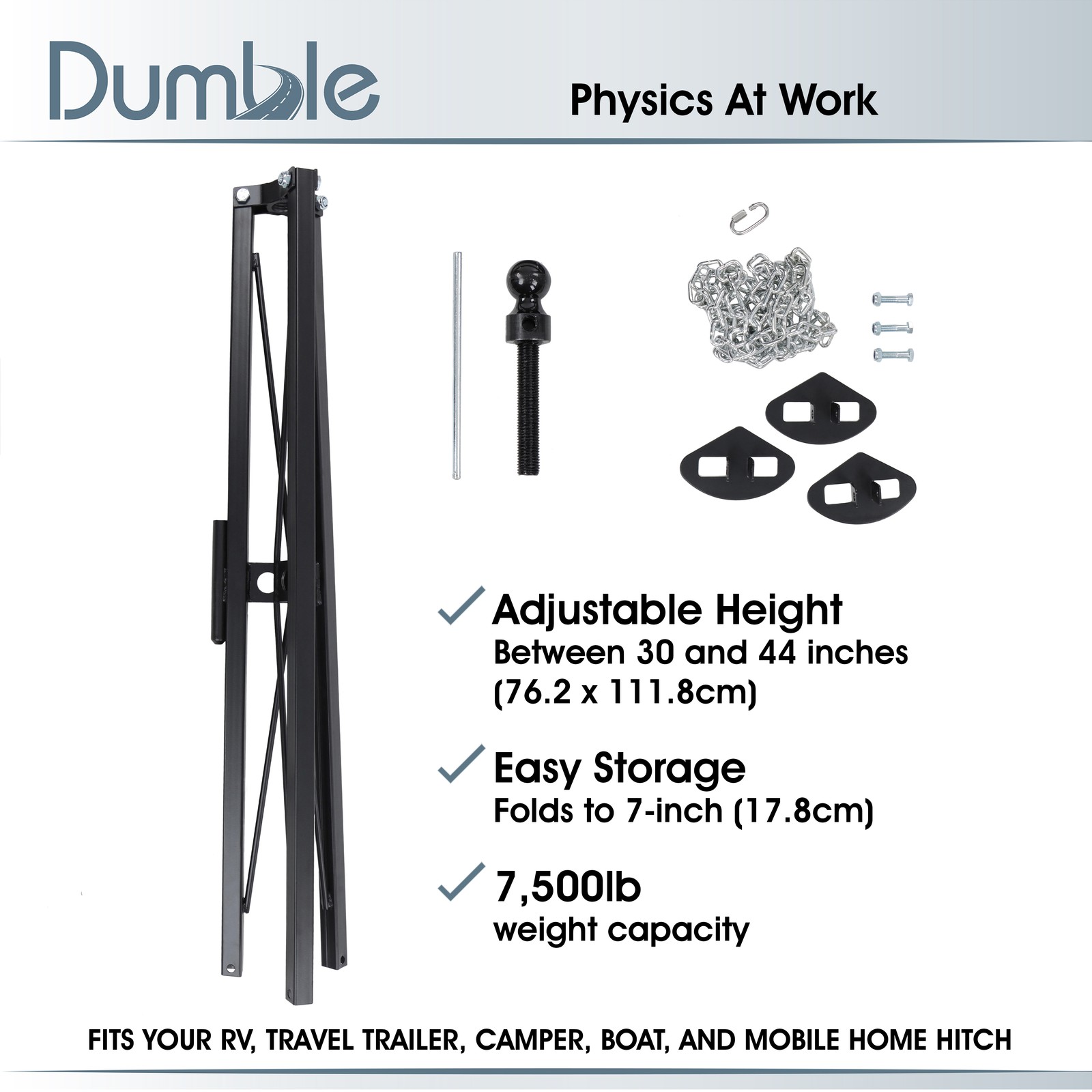 Clearance-Dumble Gooseneck RV Stabilizer Tripod – 7500lb Cap Ball Joint
