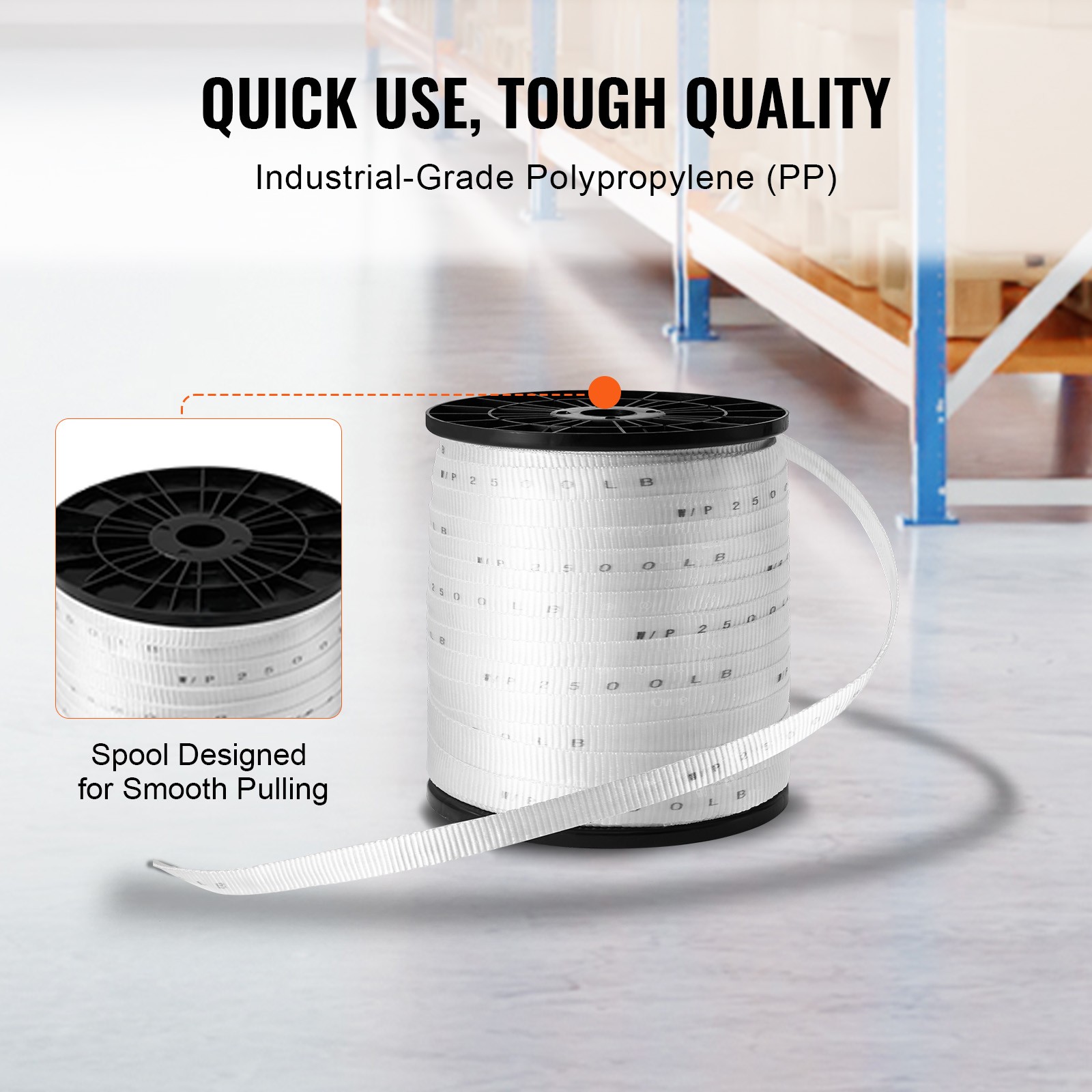 VEVOR Polyester Pulling Tape Mule Tape 3/4″ x 528′ 2500 lbf Tensile Capacity