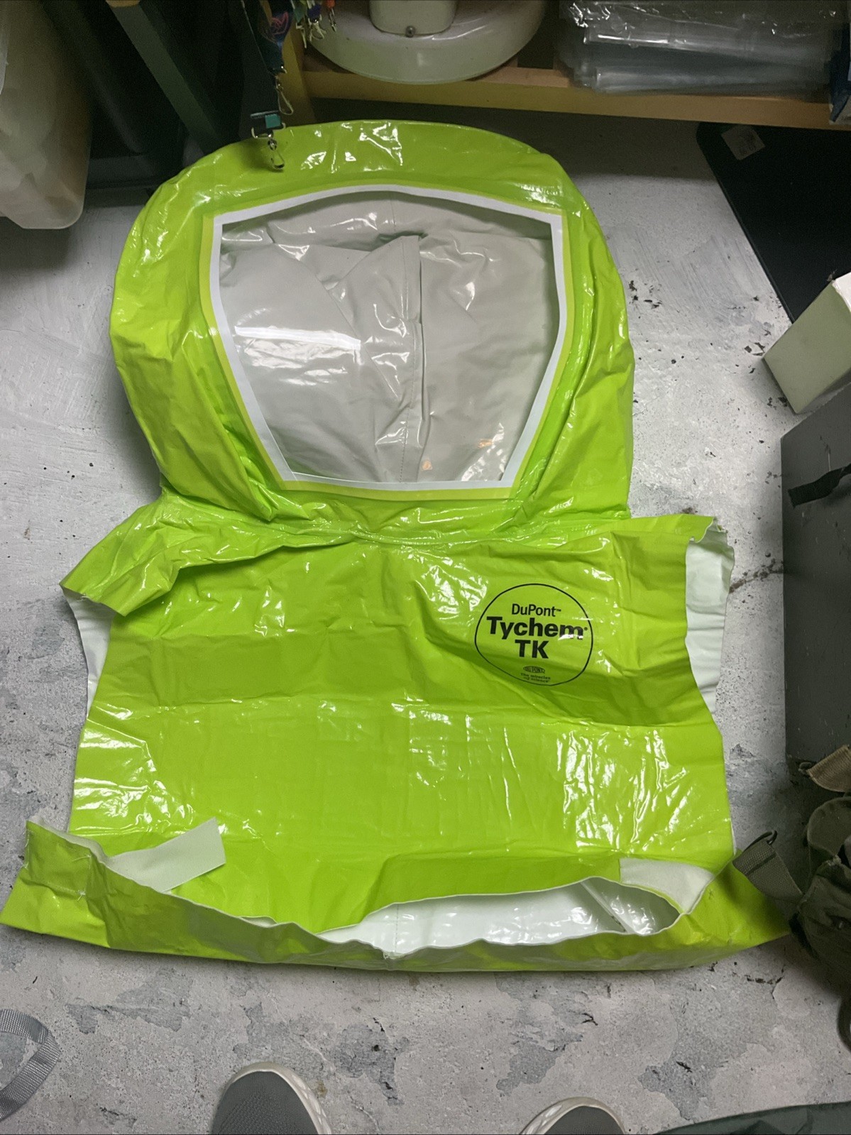 P DuPont Tychem TK Green Hazmat Hood Training Display