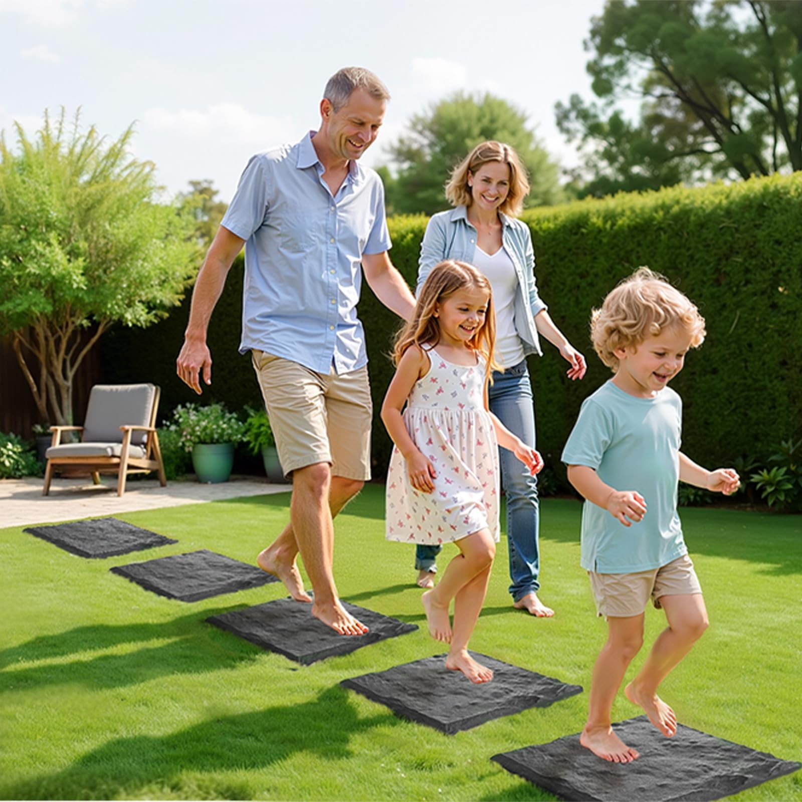 VEVOR Garden Stepping Stones, 4Pcs 15.5 x 15.5 in, Decorative Stepping Stones wi