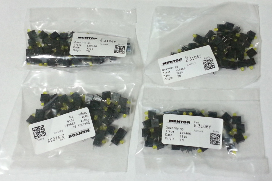 200pcs Mentor E.3106Y LED Yellow 3mm 588nm Circuit Board Beacon Indicators Assy
