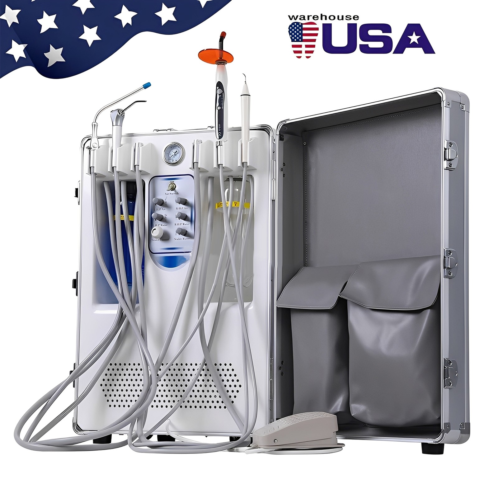 Portable Mobile Dental Delivery Unit System Cart with Air Compressor Suction 4H